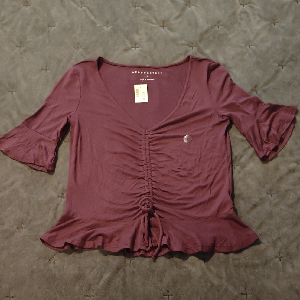 NWT Aeropostale Plum Ruched Blouse - Picture 3 of 7